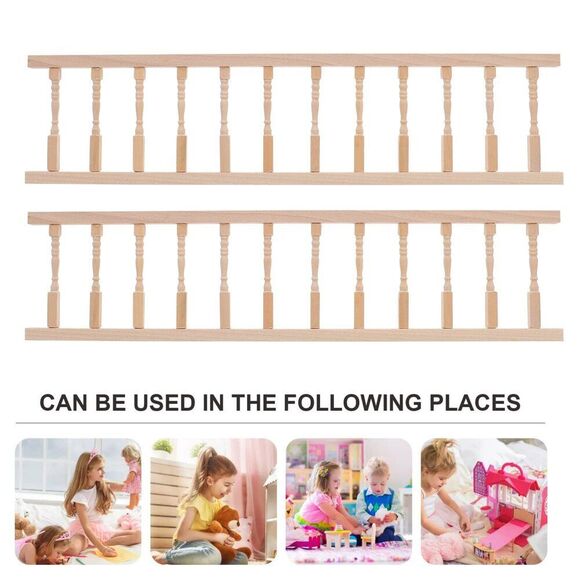 Veemoon 2Pcs House Railing Furniture Props Decoration Fence Wooden Armrest Mini - Picture 4 of 9
